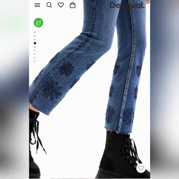 Desigual NWT Flared Floral Cala Cropped Jeans Boho 4 - Picture 7 of 9